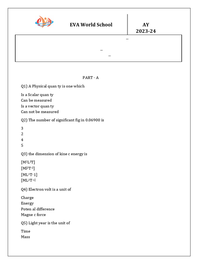 Eva - Class 11 Phy (Stud Copy 11 Sides 5) | PDF