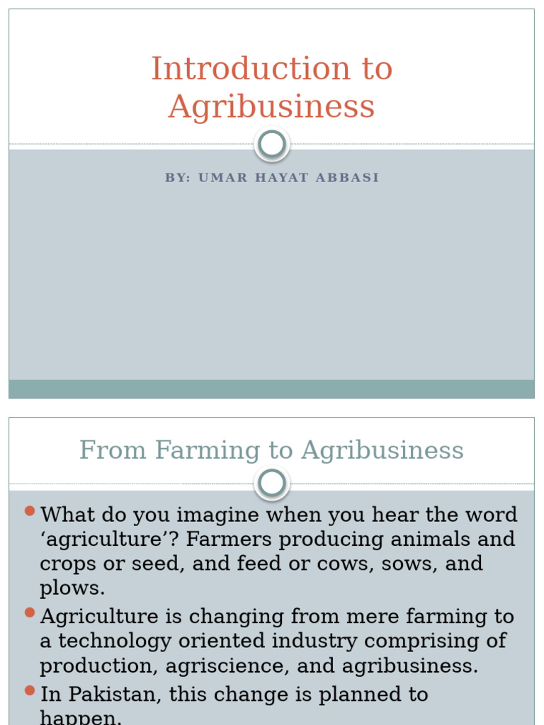 Introduction To Agribusiness | PDF