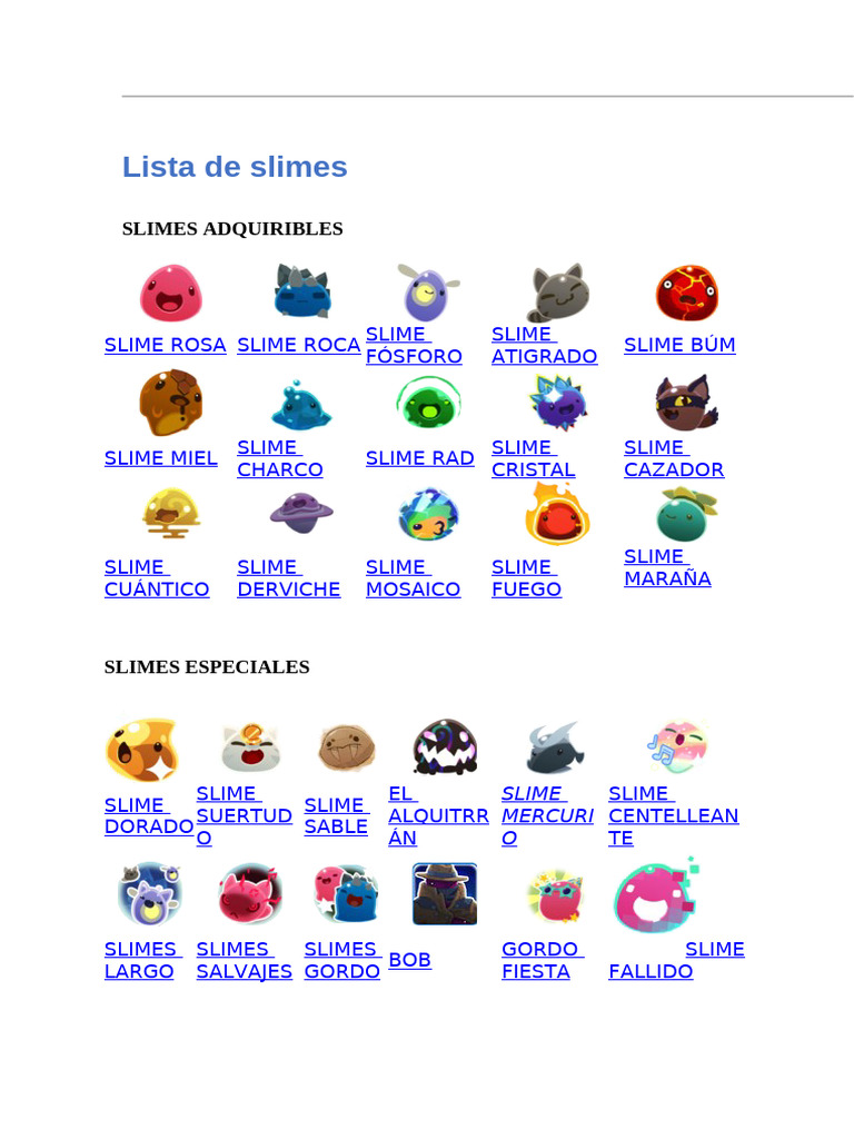 Lista de slimes | PDF