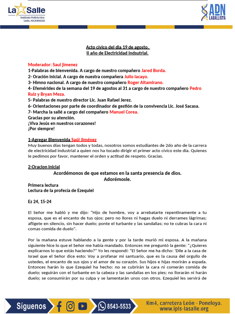 Acto Civico 19 de Agosto Del 2024 | PDF