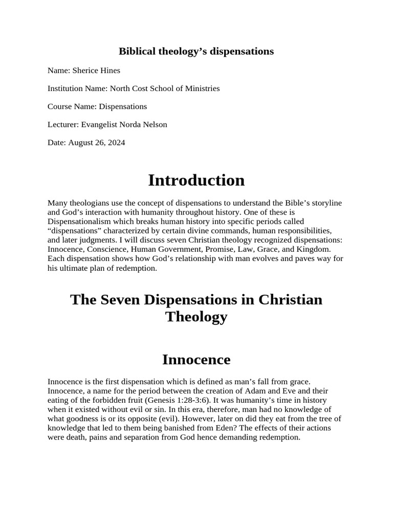 Dispensation Assignment | PDF