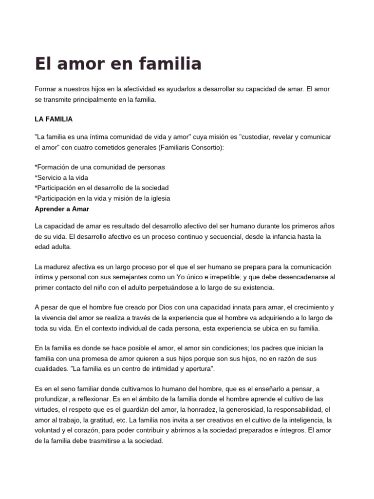 El Amor en Familia | PDF