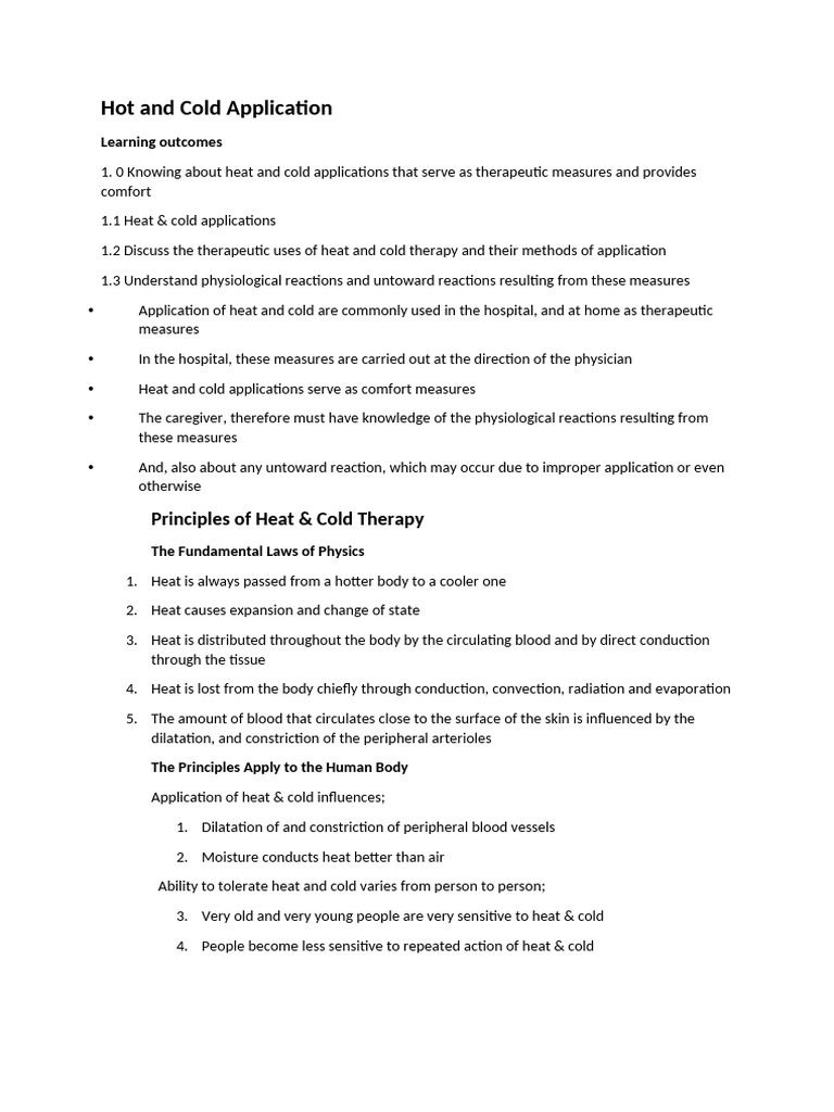 Hot and Cold Application | PDF | Vasodilation | Self-Improvement