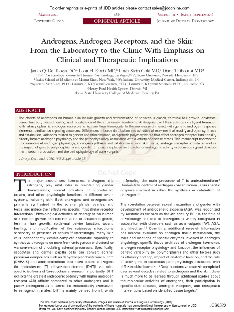 Androgens, Androgen Receptors, and The Skin: From The Laboratory To The ...