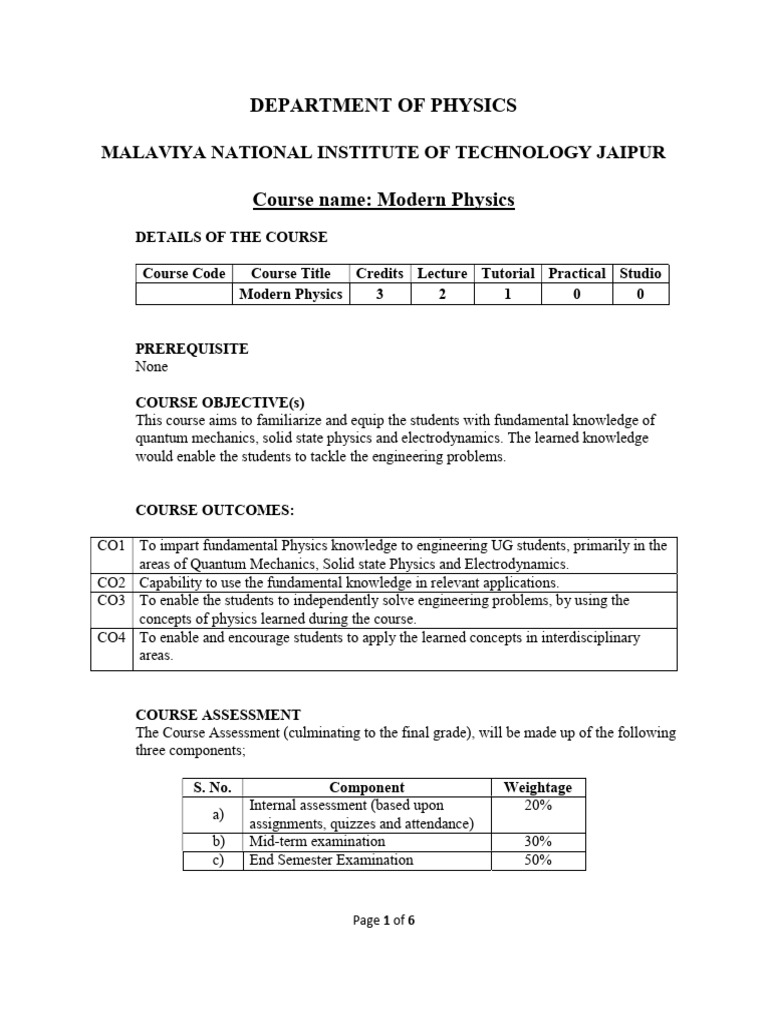 Modern Physics Course Overview | PDF | Force | Science & Mathematics