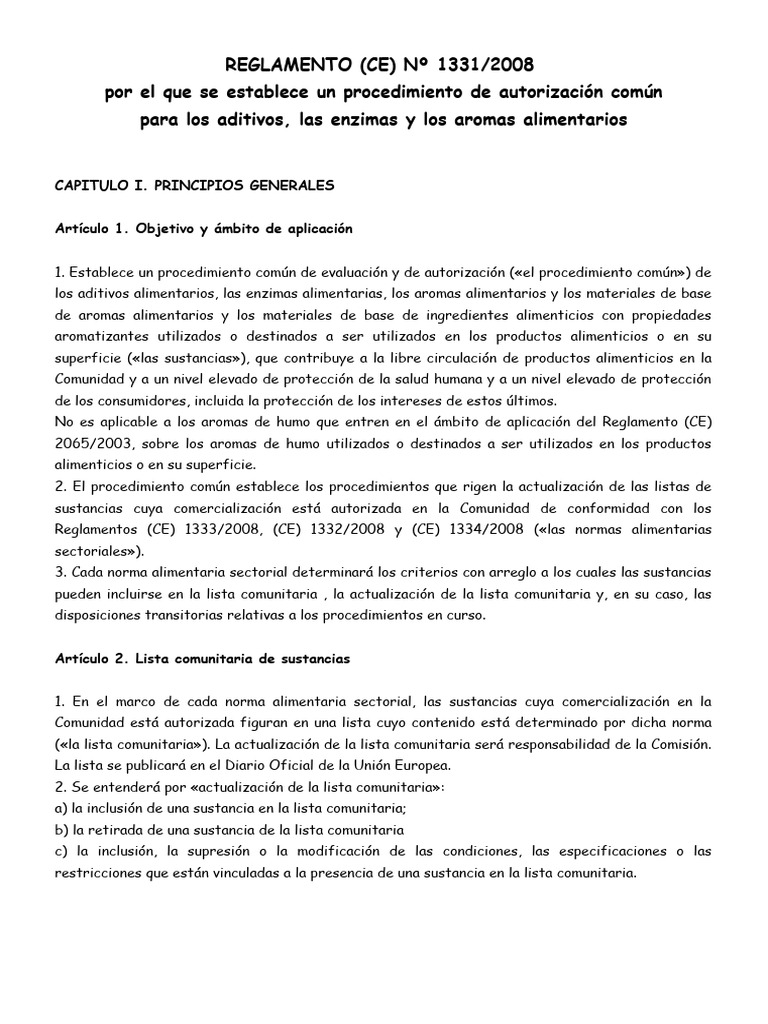 Reglamento 1331-2008 | PDF