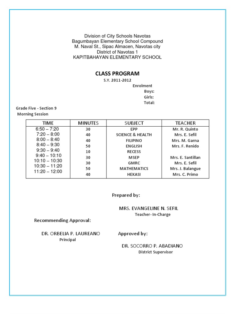 Class Program | PDF