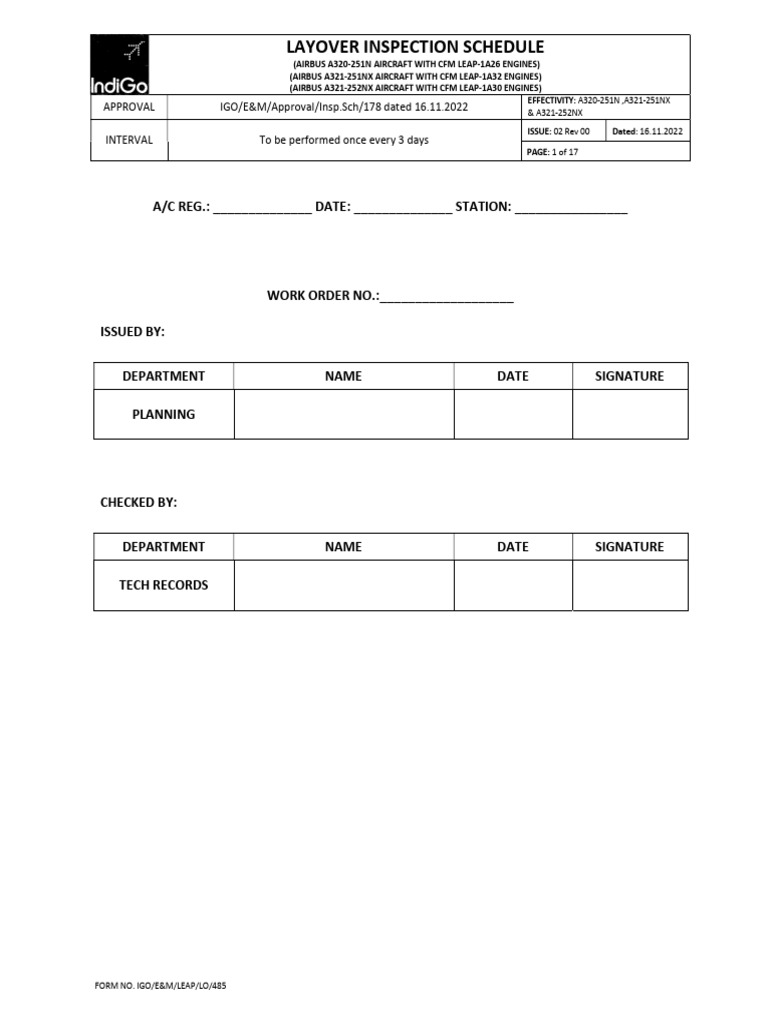 A320/A321 Layover Inspection Schedule | PDF | Landing Gear | Technology ...