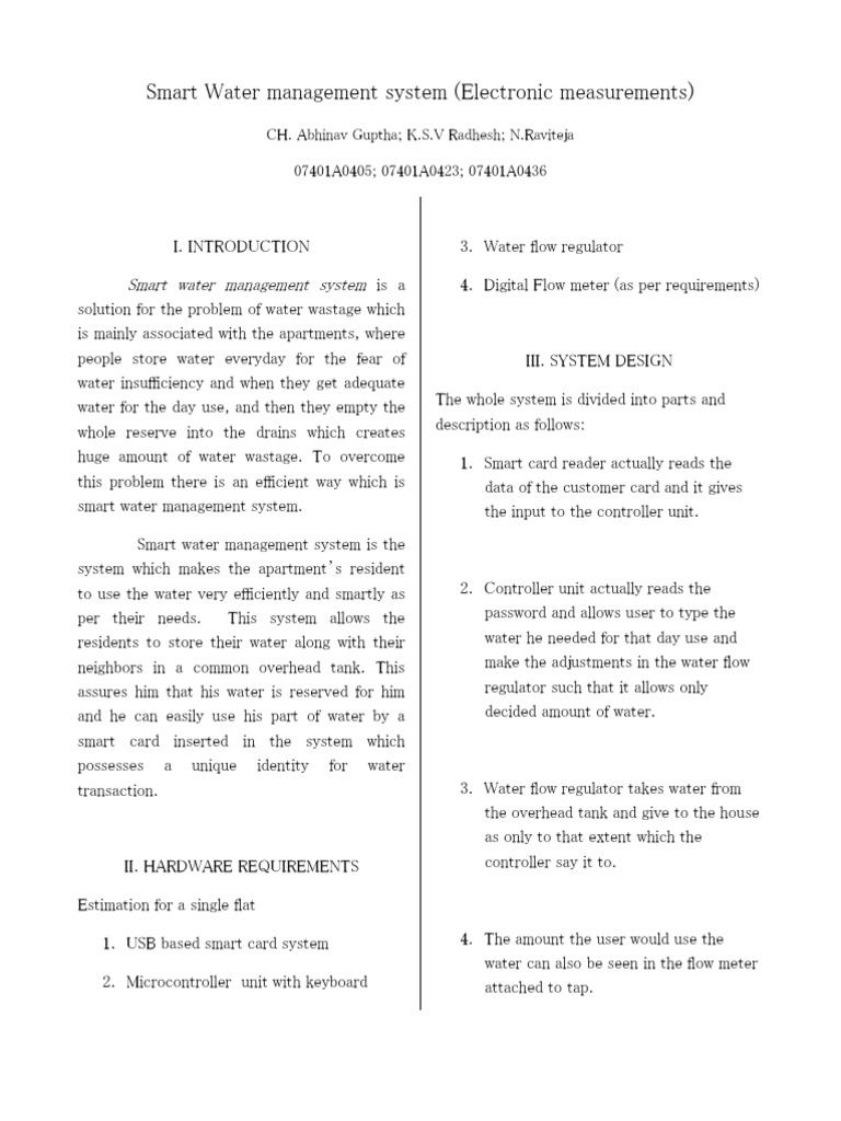 Smart Water Management System (Electronic Measurements) | PDF | Computers