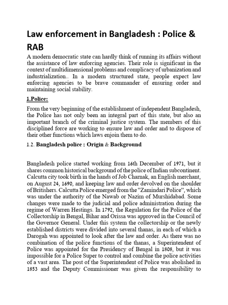 Bangladesh Law Enforcement Overview | PDF | Police | Crimes