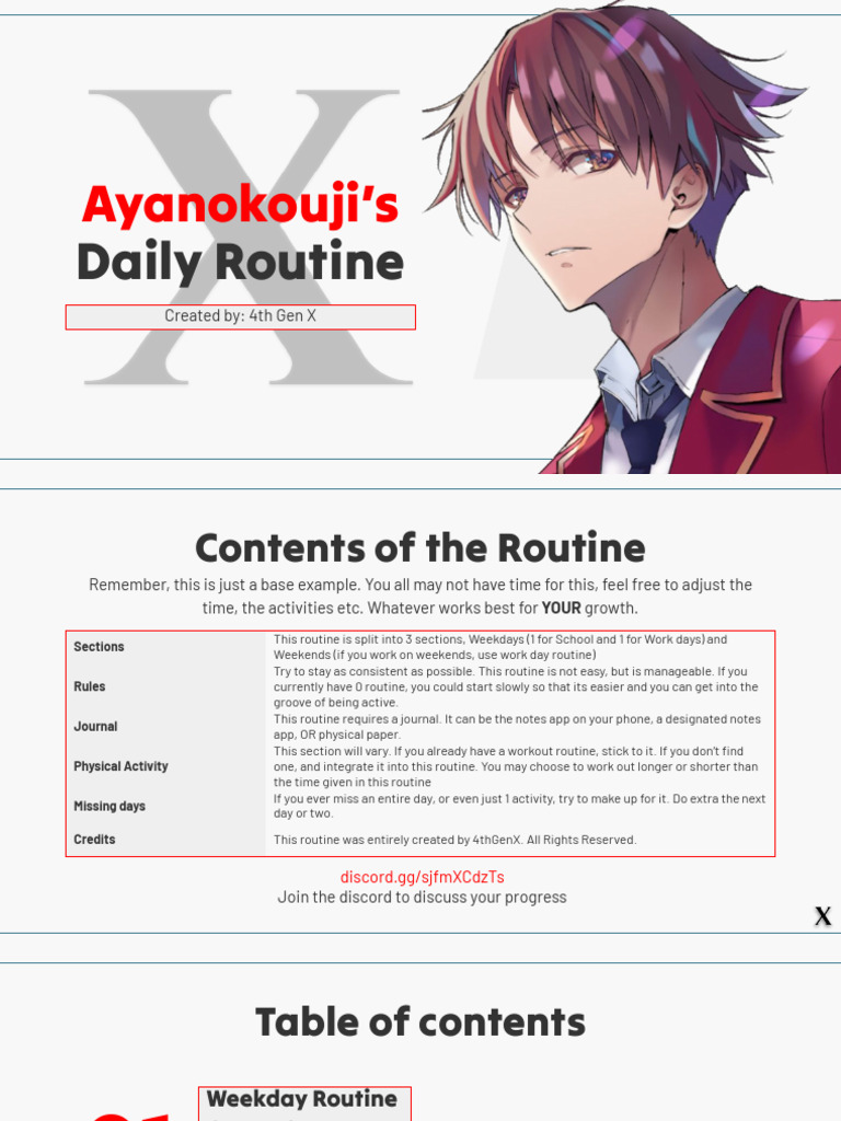 Ayanokoji Daily Routine Pdf Free Download