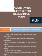 Constructing Objective Test Items:Simple Form: EDP 3501 Testing and Assessment in Education