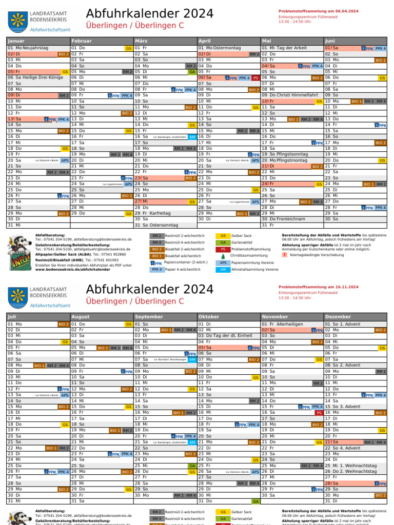 Abfuhrkalender 2024 Ã Berlingenã Berlingen C PDF