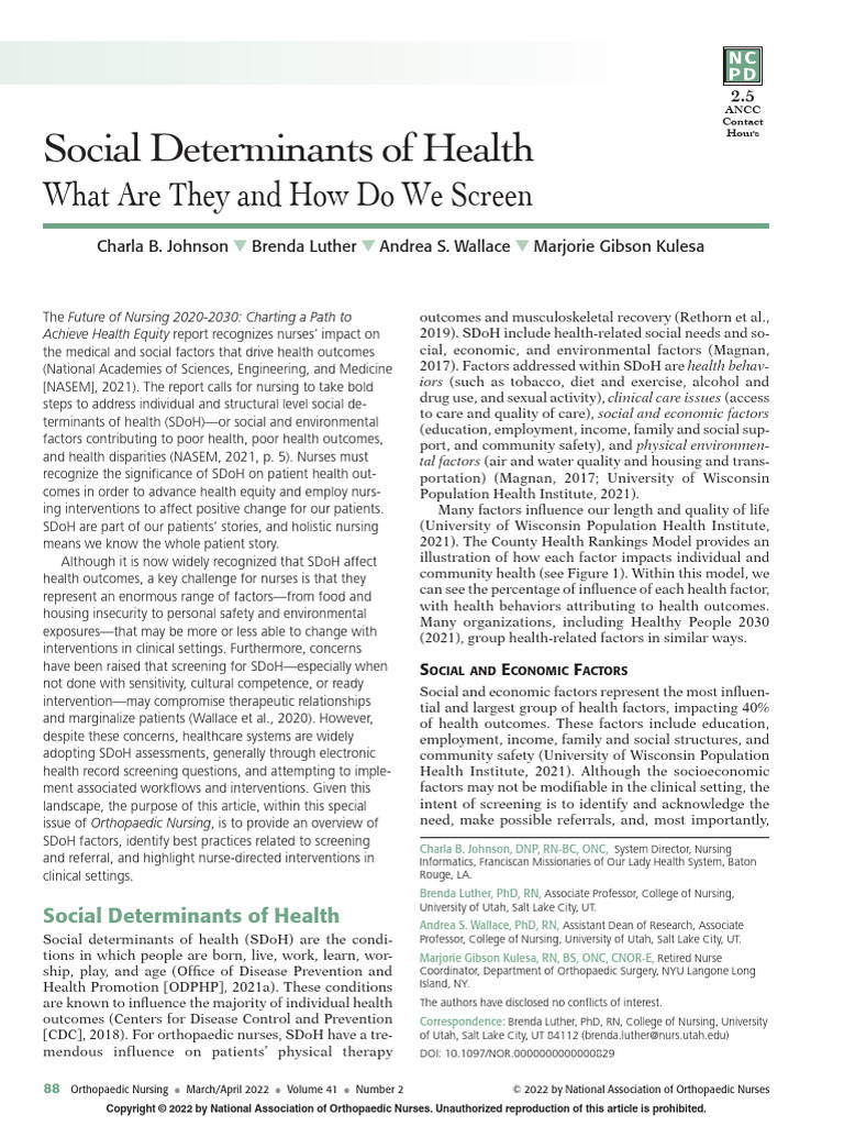 Social Determinants of Health What Are They And.5 | PDF