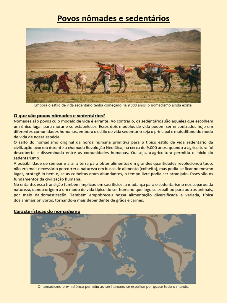 Diferenças entre Nômades e Sedentários | PDF | Nômade | Humano