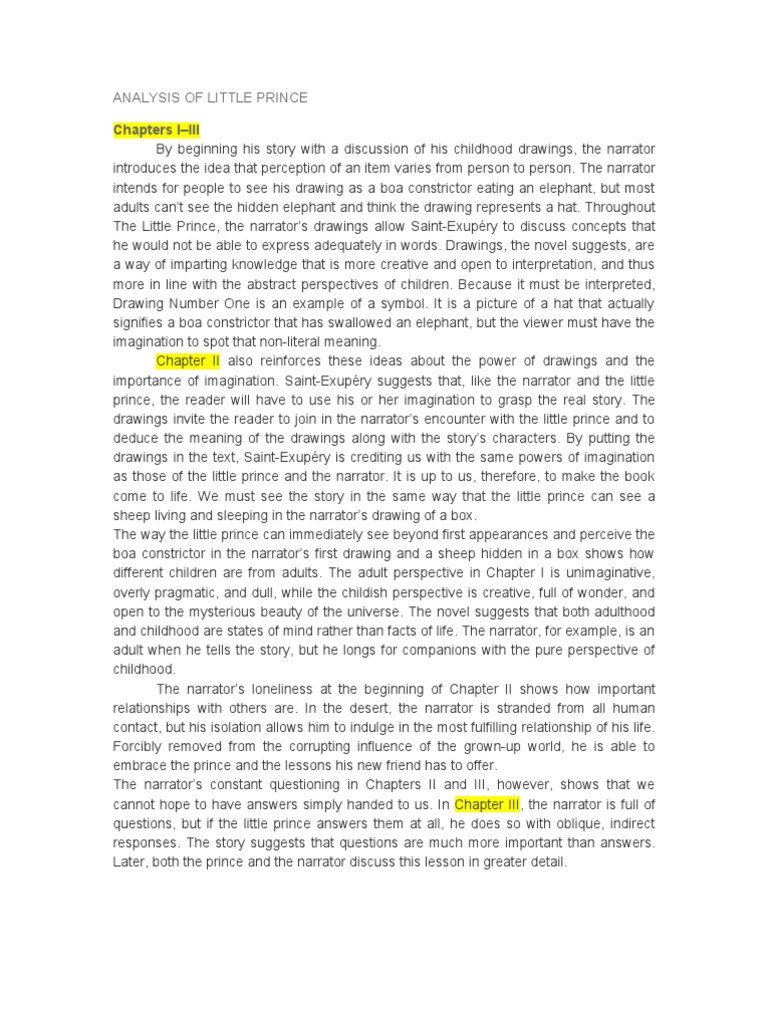 Analysis of Little Prince | PDF | The Little Prince | Narration