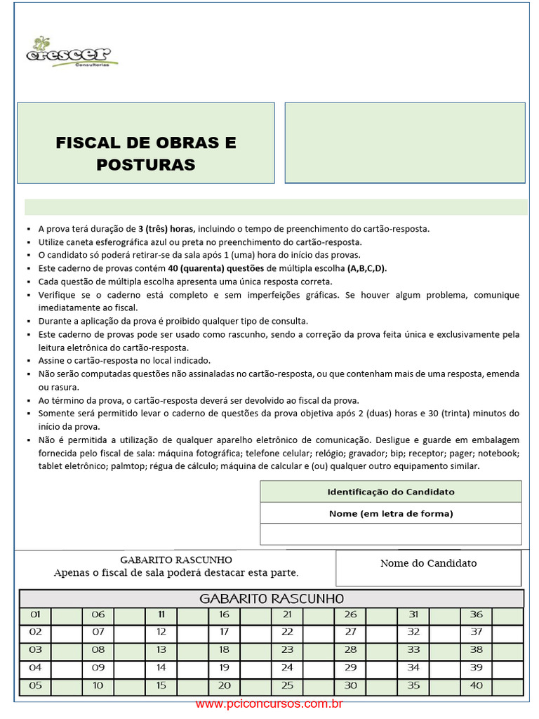 Fiscal de Obras e Posturas | PDF