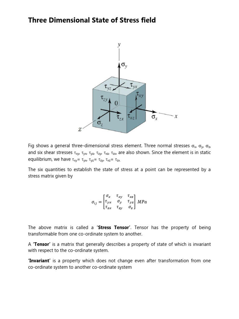 Three Dimensional State of Stress field | PDF