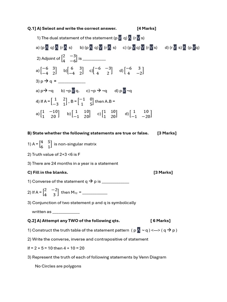 Maths 1 class 12th 30marks pdf