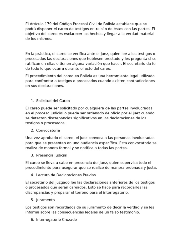 Procedimiento de Careo en Bolivia | PDF