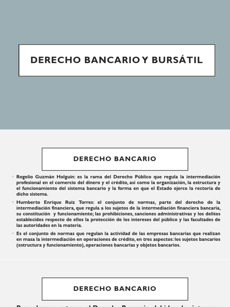 Derecho Bancario y Bursátil, Concepto y Antecedentes | PDF