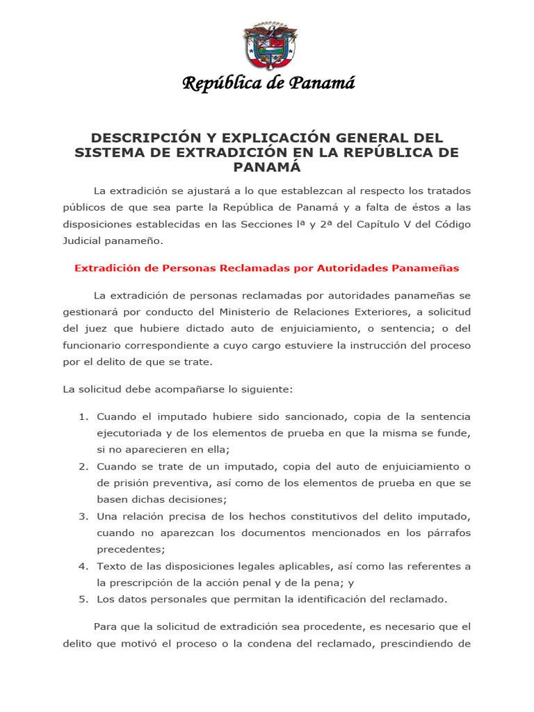 Aspectos Jurídicos de La Estradición Con El Código Judicial | PDF