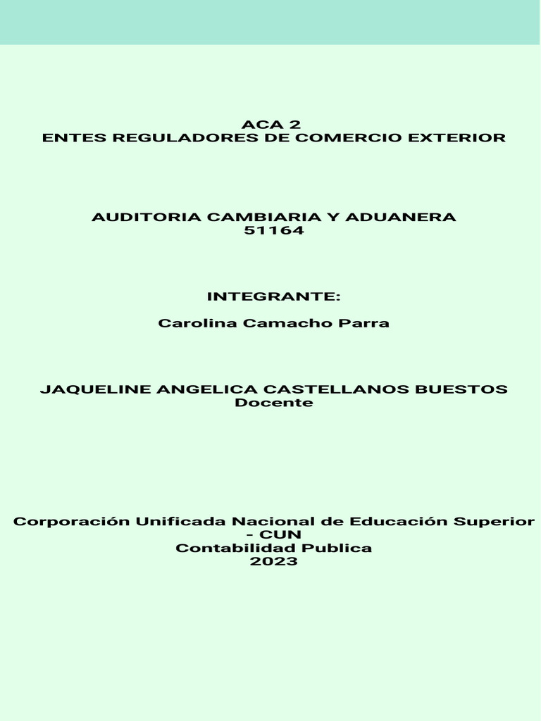 Aca 2 Entes Reg. Comercio Exterior | PDF