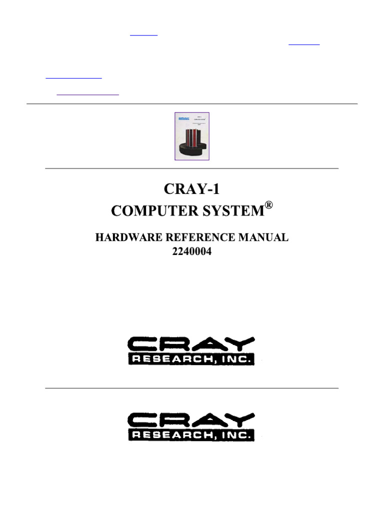 CRAY-1 Hardware Reference Manual | PDF | 64 Bit Computing | Computer ...