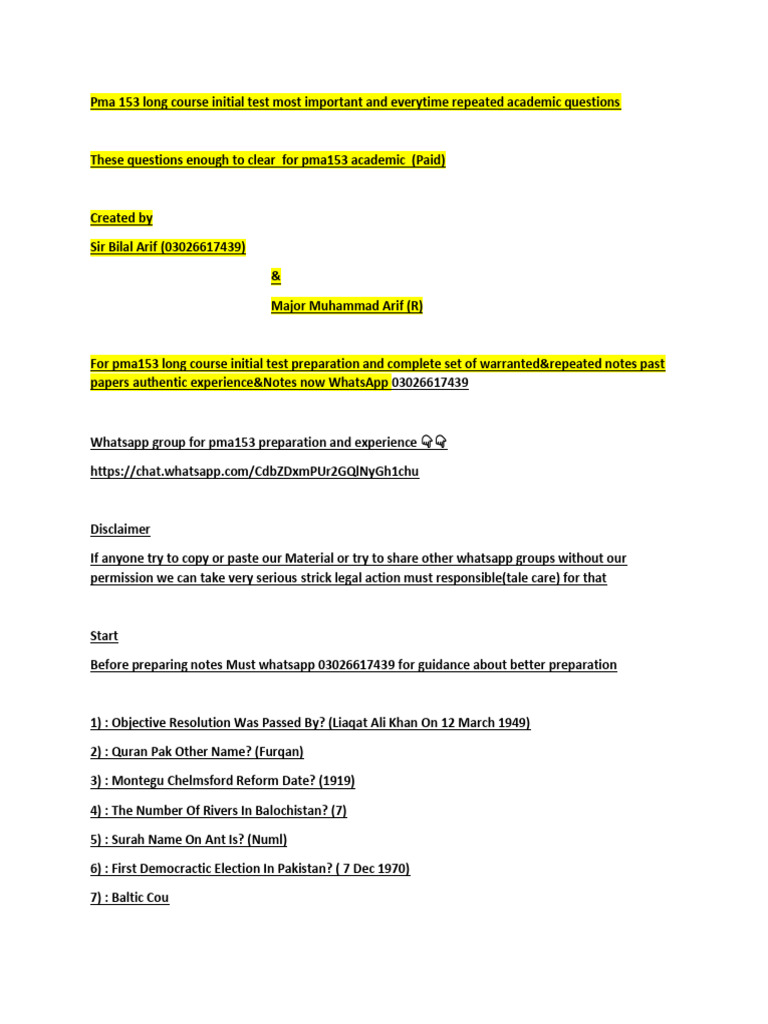Pma153Lc Warranted Academic by Sir Bilal Arif | PDF