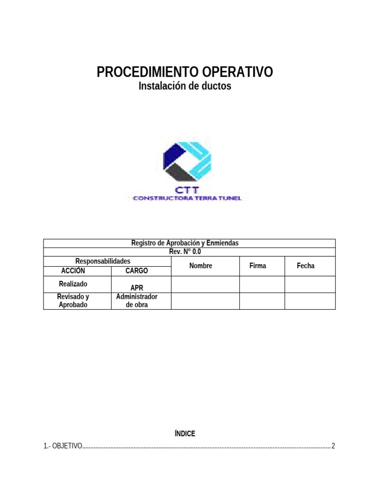 Pts Instalación De Ductos Pdf