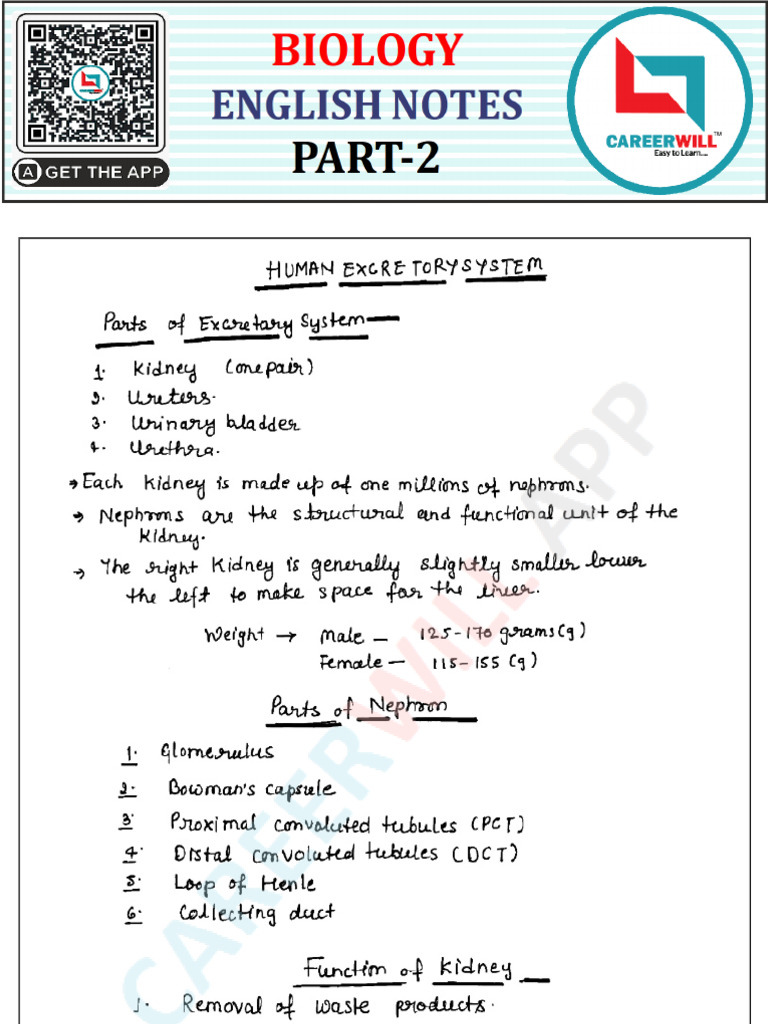 Biology English Notes (Part-2) - 393289 - Crwill | PDF