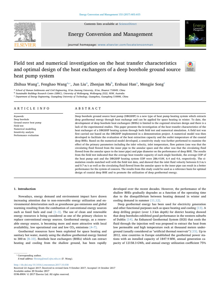 Field Test and Numerical Investigation On The Heat Transfer ...