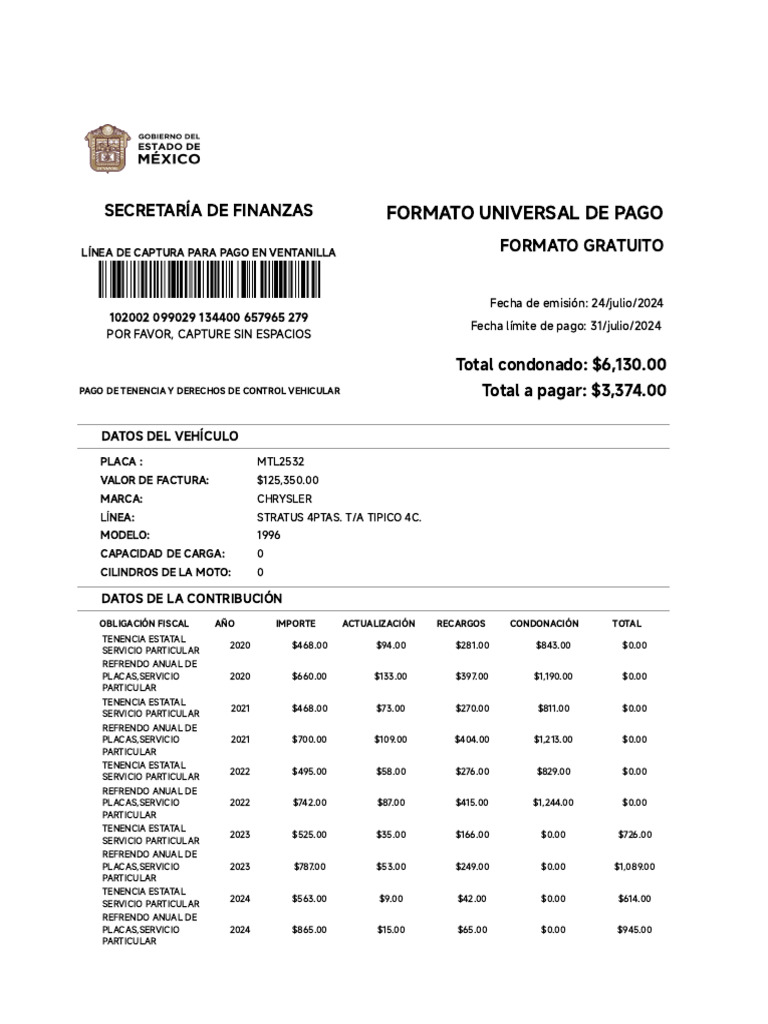 Pago Tenencia Vehicular 2024: Instrucciones | PDF | Finanzas personales ...