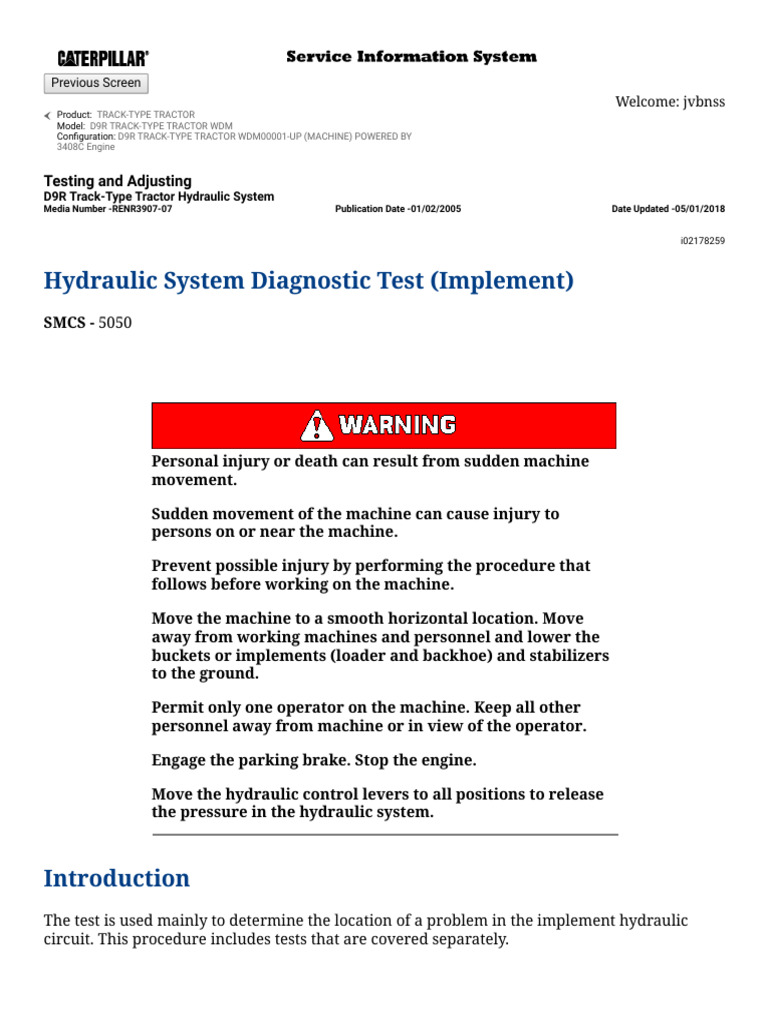 Test Hydraulic System | PDF