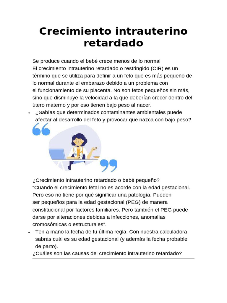 Crecimiento Intrauterino Retardado | PDF
