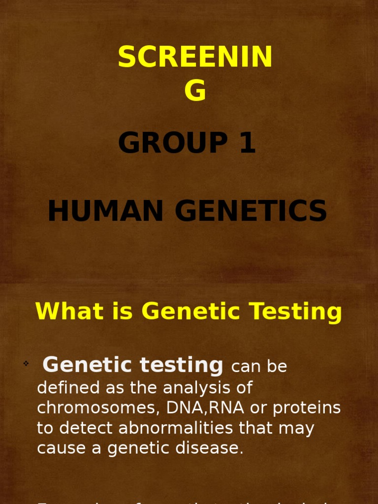 Genetic Testing and Screening Overview | PDF | Screening (Medicine ...