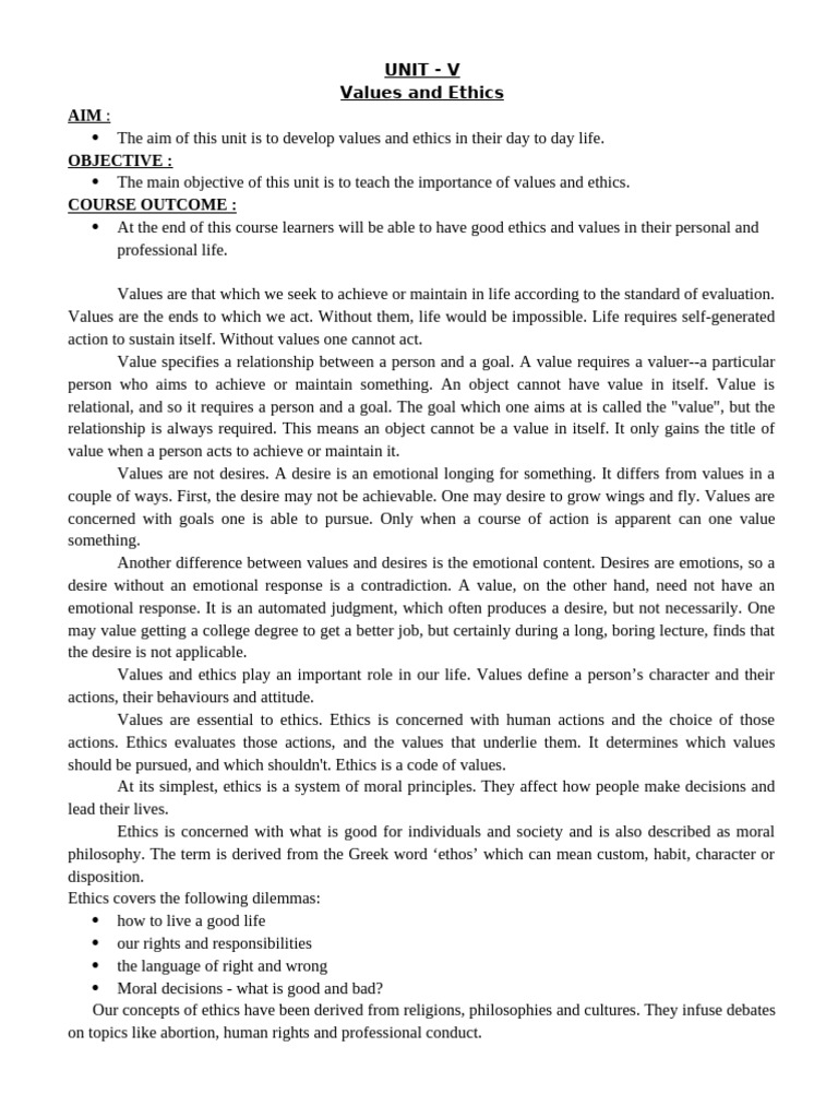 Ethics & Values for Personal Growth | PDF | Morality | Social Psychology