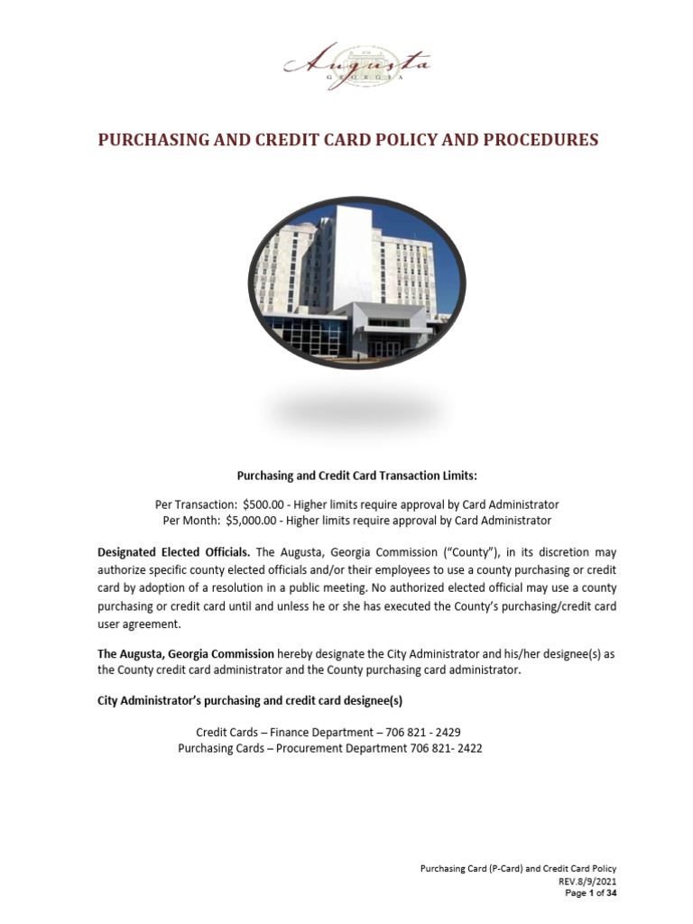 2021 Credit and Pcard Purchasing Policy | PDF | Credit Card | Visa Inc.