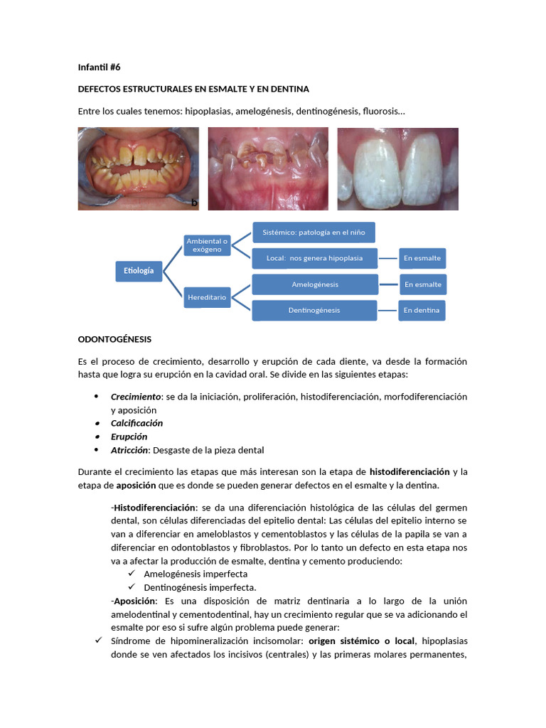 Clase 7. Infantil. Defectos Estructurales en Esmalte y Dentina | PDF