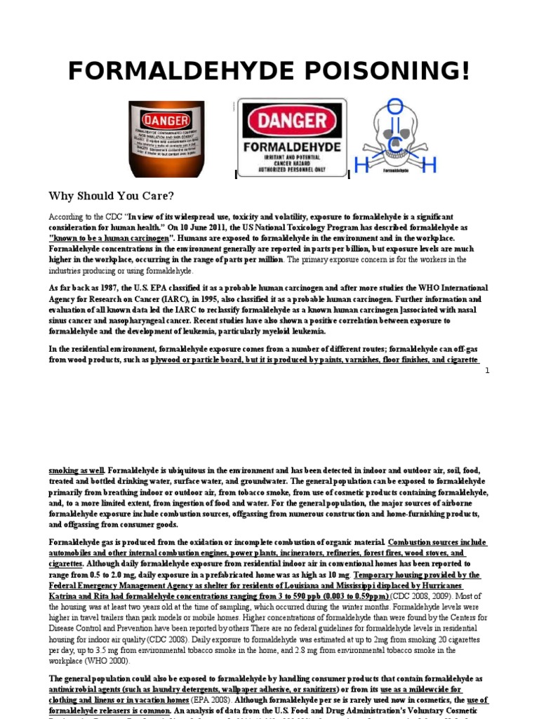 Formaldehyde Poisoning!: Why Should You Care? | PDF | Formaldehyde | Cancer