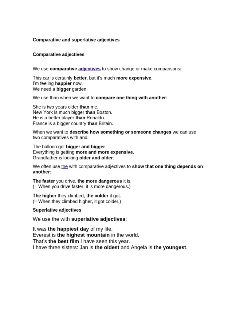 Comparative and Superlative Adjectives | PDF