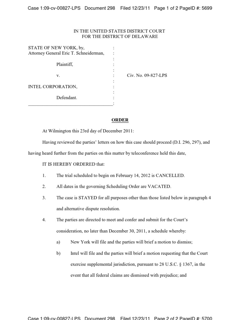 Intel V NewYork Order by Judge Stark On Dec 23 | PDF
