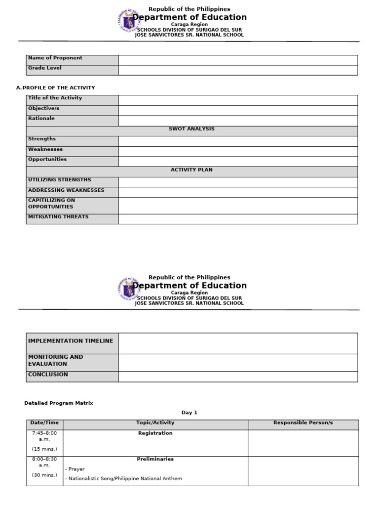 Activity design swot pdf