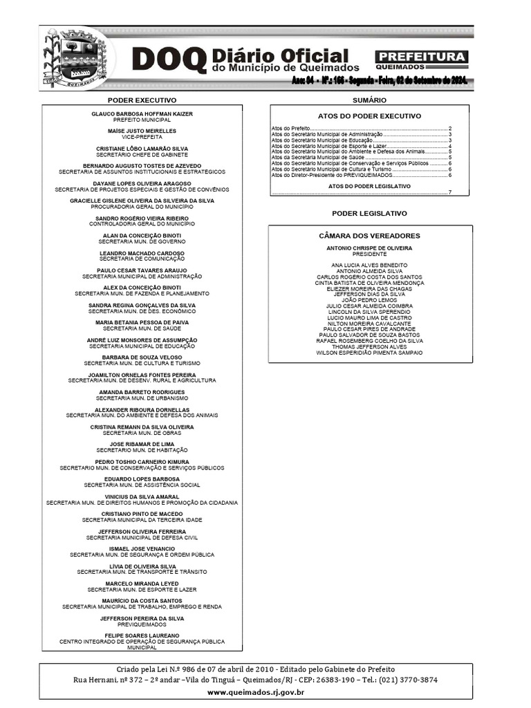 Poder Executivo Sumário Atos Do Poder Executivo | PDF