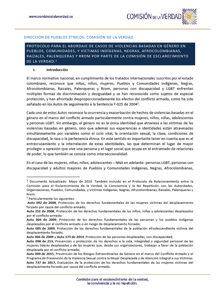 PROTOCOLO PARA EL ABORDAJE DE CASOS DE VIOLENCIAS BASADAS EN GÉNERO EN ...