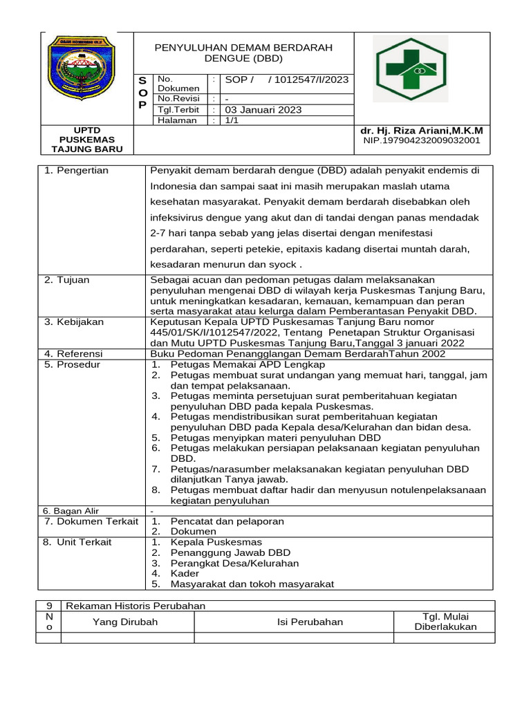 Sop Penyuluhan DBD | PDF