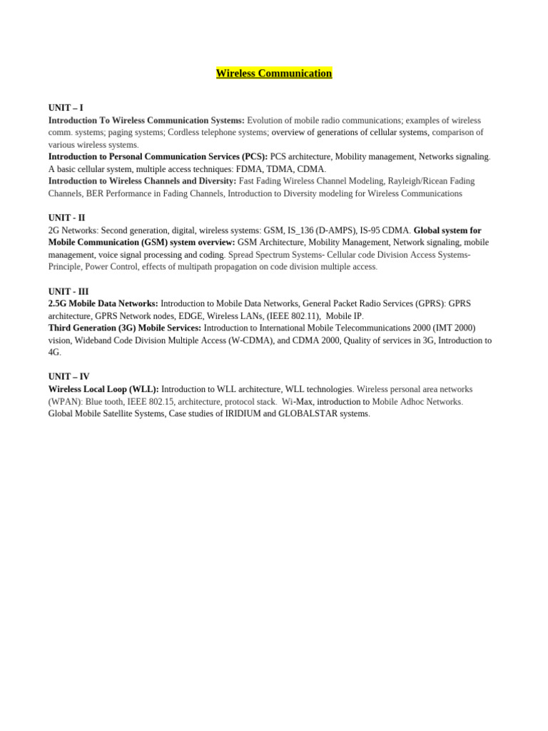 Wireless Communication Notes | PDF