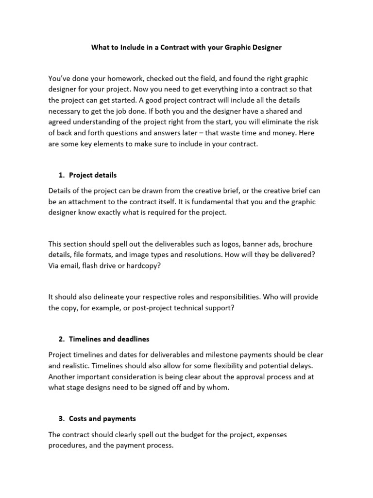What To Include in A Contract With Your Graphic Designer | PDF