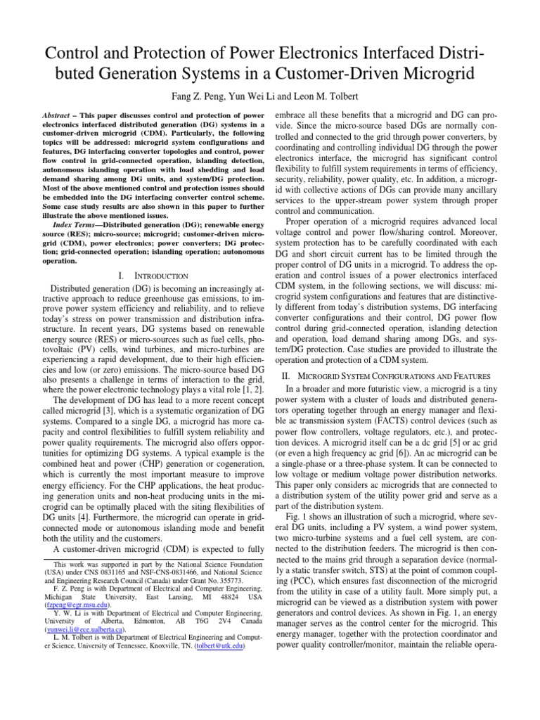 Control of Power Electronics in Microgrids | PDF | Power Electronics ...
