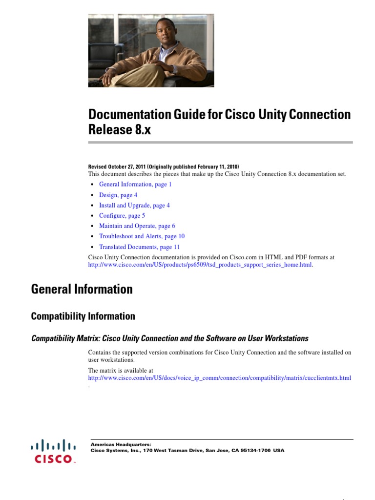 Documentation guide for cisco unity connection release 8 x general